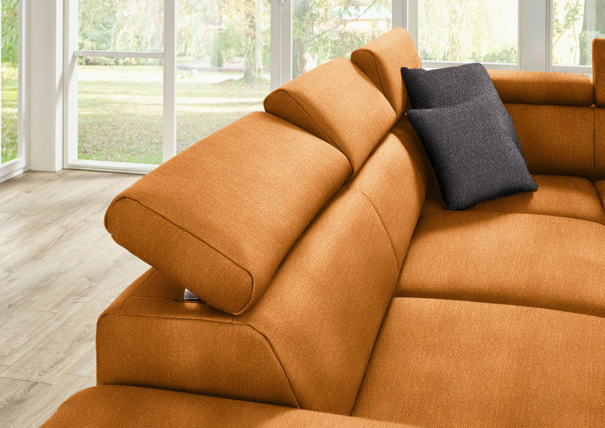 ECKSOFA in Mikrofaser Orange  226/273 cm  - Eichefarben/Beige, Natur, Holz/Textil (226/273cm) - Beldomo System