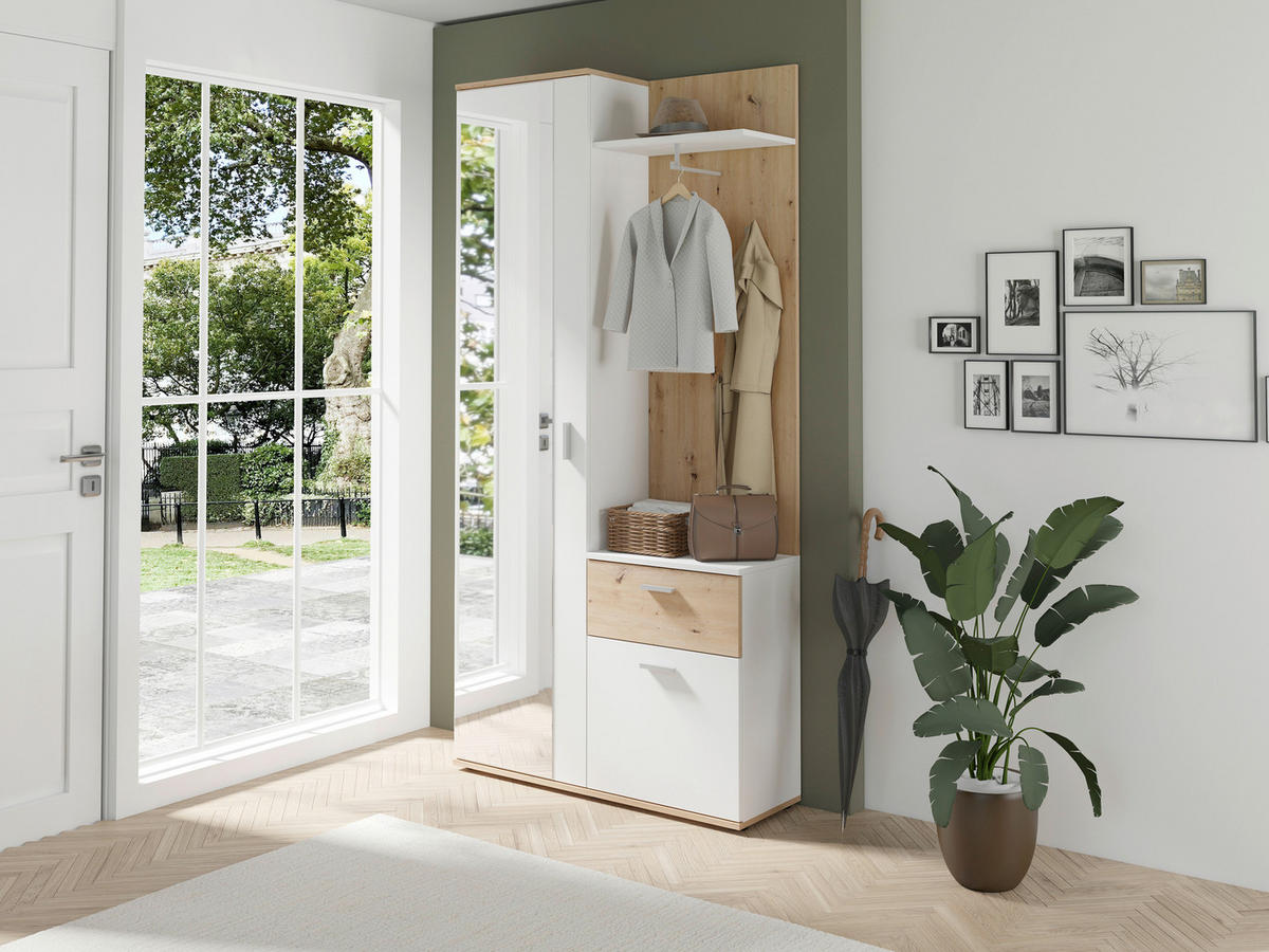 GARDEROBE  in 97/195/30 cm  - Weiß/Eiche Artisan, MODERN, Holzwerkstoff (97/195/30cm) - MID.YOU