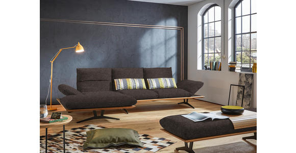 ECKSOFA in Flachgewebe Dunkelbraun  - Dunkelbraun/Schwarz, Design, Holz/Textil (159/314cm) - Dieter Knoll