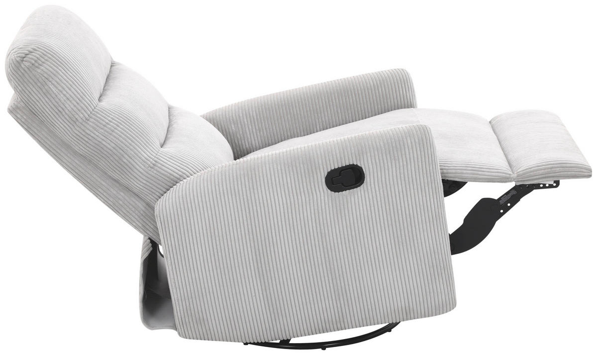 RELAXSESSEL Cord Relaxfunktion    - Hellgrau/Schwarz, Design, Textil/Metall (78/107/95cm) - Carryhome
