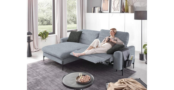 ECKSOFA in Flachgewebe Blaugrau 191/252 cm - Blaugrau/Schwarz, Design, Textil/Metall (191/252cm) - Dieter Knoll