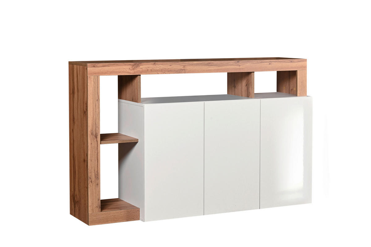 COMODĂ 146/93/42 cm  - alb/alb lucios intens, Modern, material pe bază de lemn (146/93/42cm) - Carryhome