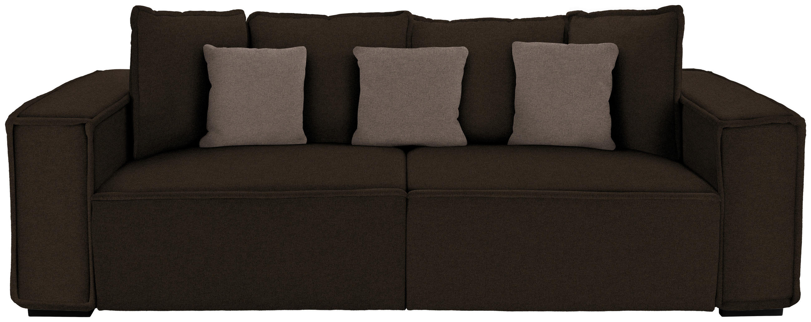 BIGSOFA Taupe, Dunkelbraun  - Taupe/Dunkelbraun, MODERN, Holz/Textil (244/62/117cm) - MID.YOU