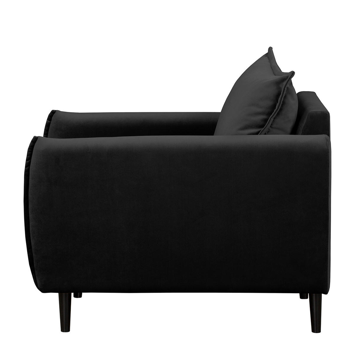 SESSEL in Samt Schwarz  - Schwarz, Design, Holz/Textil (74/86/100cm) - P & B