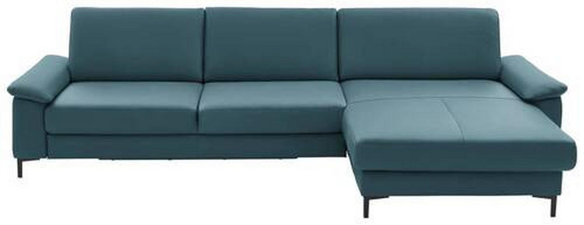 ECKSOFA in Echtleder Blau  334/176 cm  - Blau/Schwarz, Design, Leder/Metall (334/176cm) - Dieter Knoll