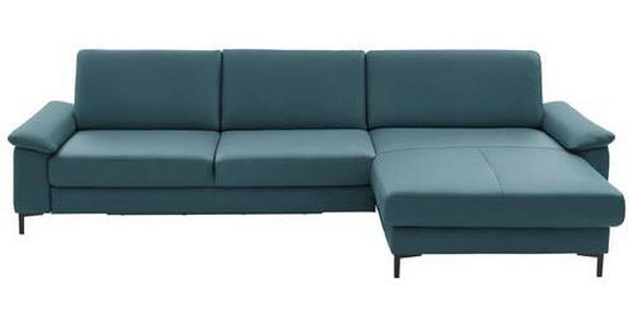 ECKSOFA in Echtleder Blau 334/176 cm - Blau/Schwarz, Design, Leder/Metall (334/176cm) - Dieter Knoll