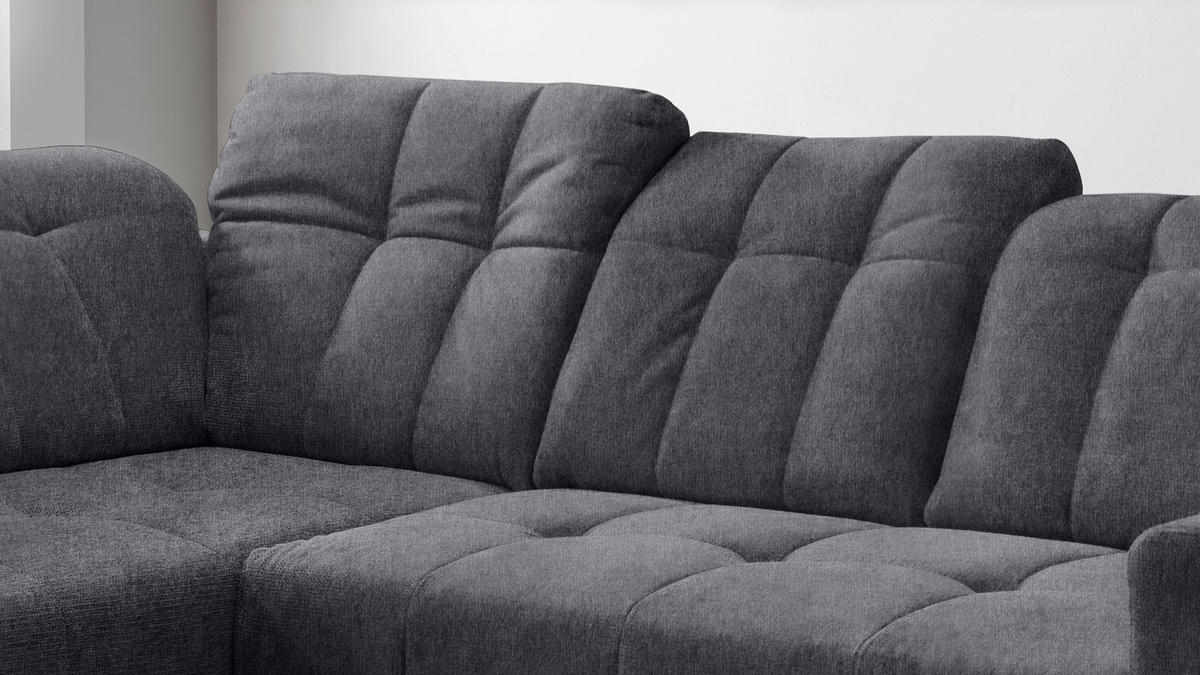 ECKSOFA Anthrazit Mikrofaser  - Anthrazit/Schwarz, MODERN, Textil/Metall (200/261cm) - Livetastic