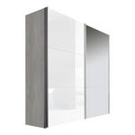 SCHWEBETÜRENSCHRANK in Grau, Weiß, Eichefarben  - Eichefarben/Alufarben, Design, Glas/Holzwerkstoff (200/216/68cm) - Hom`in