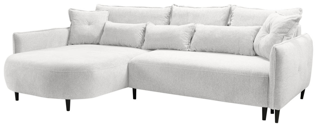 ECKSOFA in Chenille Creme  - Creme/Schwarz, Modern, Textil/Metall (200/285cm) - MID.YOU