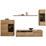 WOHNWAND  in Eichefarben  332,7/202,4/54,5 cm  - Edelstahlfarben/Eichefarben, KONVENTIONELL, Glas/Holz (332,7/202,4/54,5cm) - Valnatura