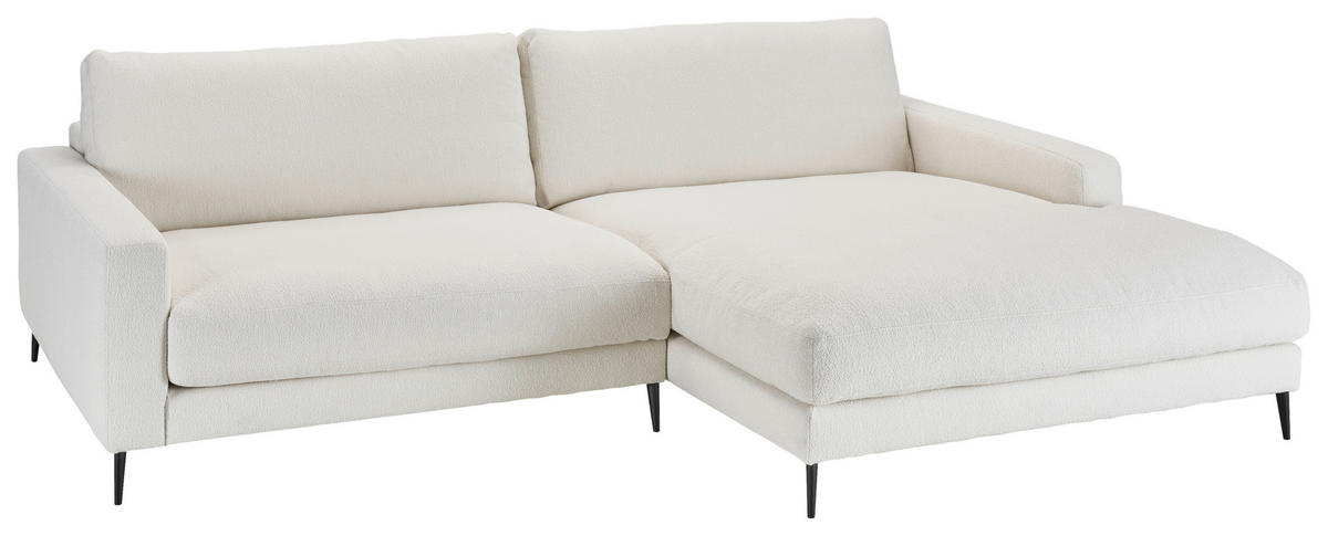ECKSOFA in Flachgewebe Weiss  - Weiss/Schwarz, Design, Textil/Metall (272/190cm) - Lomoco