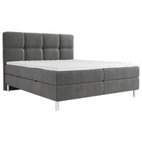BOXBETT 160/200 cm,  in Graphitfarben, gepolstertes Kopfteil, Bettkasten, Topper, H3 = fest  - Chromfarben/Graphitfarben, Design, Holz/Holzwerkstoff (160/200cm) - Esposa