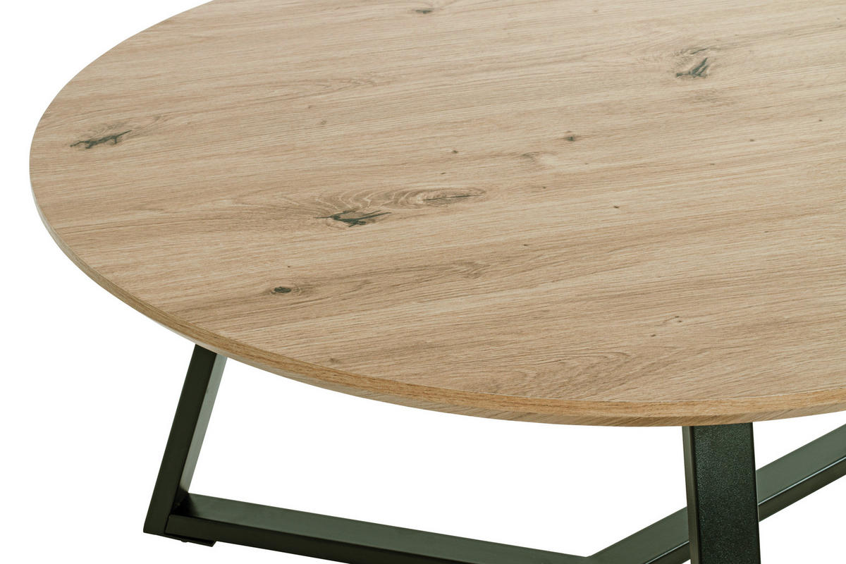 COUCHTISCH in Metall, Holzwerkstoff 80/80/41 cm  - Eichefarben/Schwarz, Design, Holzwerkstoff/Metall (80/80/41cm)