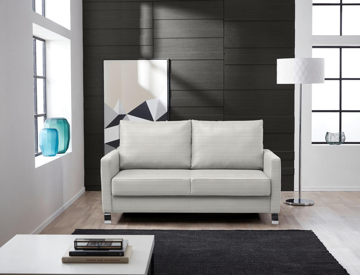 SCHLAFSOFA Feincord Grau  - Chromfarben/Grau, Design, Textil/Metall (140/90/95cm) - Bali