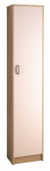 OMARA, bela, hrast sonoma  - bela/barve aluminija, Design, umetna masa/steklo (40/189/27,5cm) - Boxxx