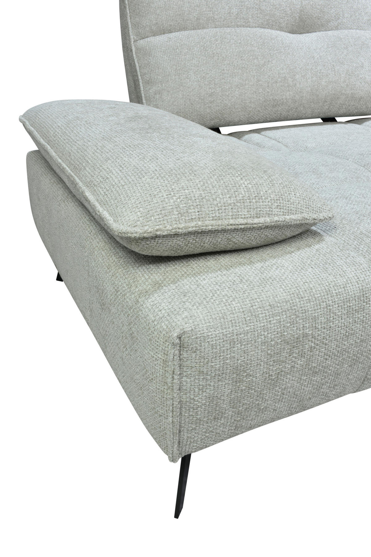 ECKSOFA Ottomane rechts  Greige Chenille  - Greige/Schwarz, Design, Textil/Metall (284/188cm) - Stylife