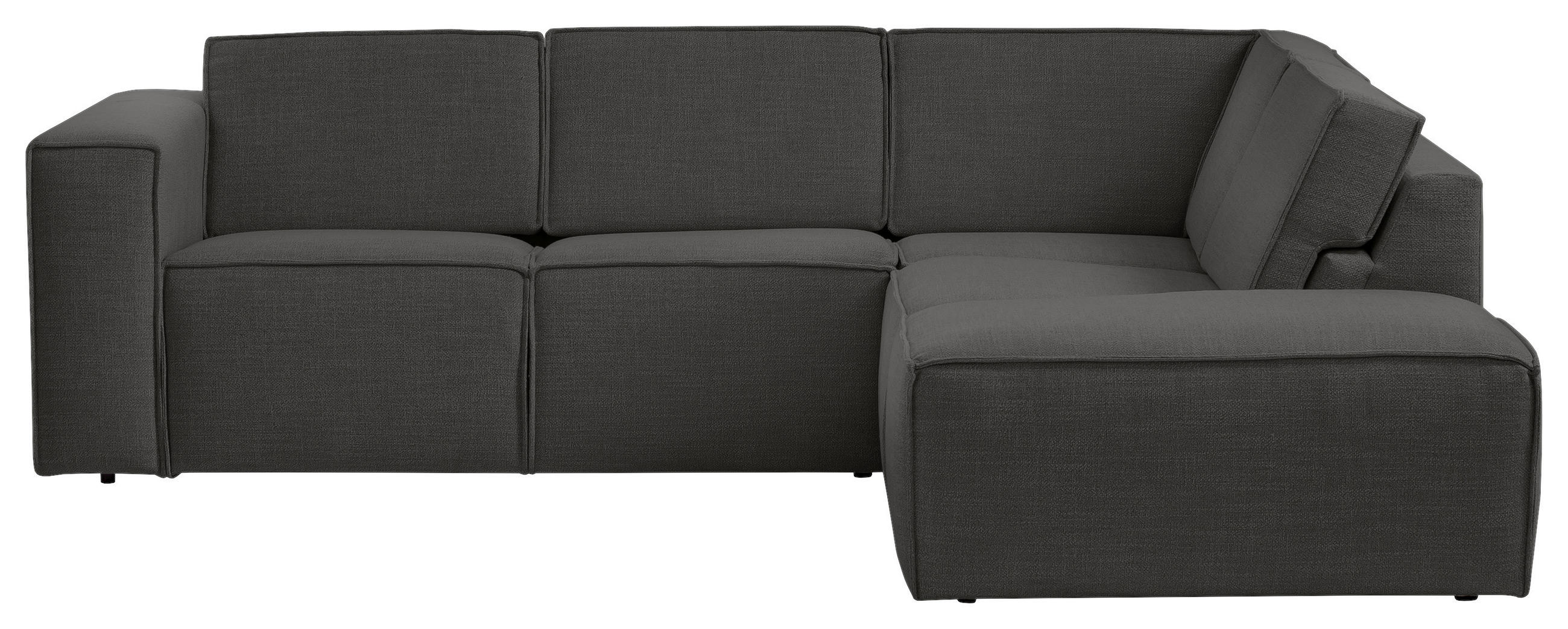 ECKSOFA DICE Anthrazit Struktur  - Anthrazit/Schwarz, MODERN, Kunststoff/Textil (275/220cm) - Trendmanufaktur
