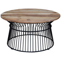 DOHÁNYZÓASZTAL fa, fém 85/85/43 cm   - akácia színű/fekete, Design, fa/fém (85/85/43cm) - Carryhome