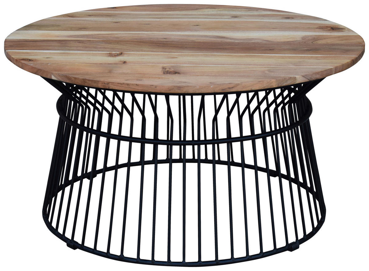 DOHÁNYZÓASZTAL fa, fém 85/85/43 cm   - akácia színű/fekete, Design, fa/fém (85/85/43cm) - Carryhome