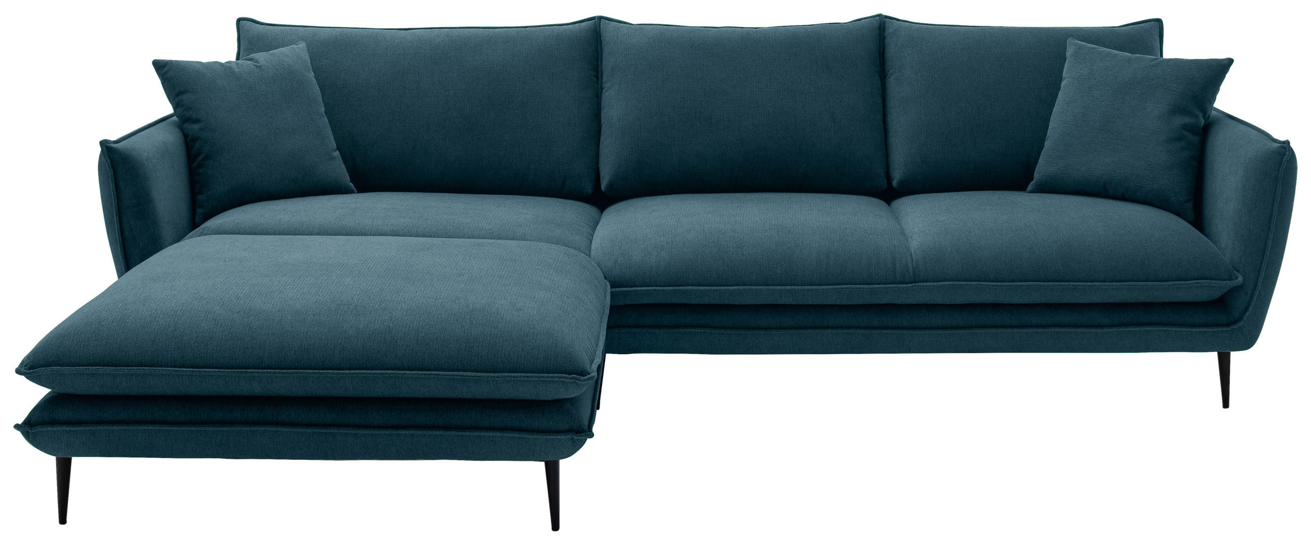 ECKSOFA Petrol Webstoff  - Petrol/Schwarz, KONVENTIONELL, Textil/Metall (196/304cm) - Hom`in