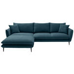 ECKSOFA  in Webstoff Petrol  196/304 cm  - Petrol/Schwarz, KONVENTIONELL, Textil/Metall (196/304cm) - Hom`in