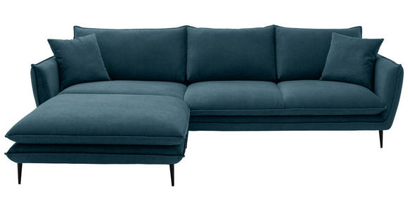 ECKSOFA  in Webstoff Petrol  196/304 cm  - Petrol/Schwarz, KONVENTIONELL, Textil/Metall (196/304cm) - Hom`in