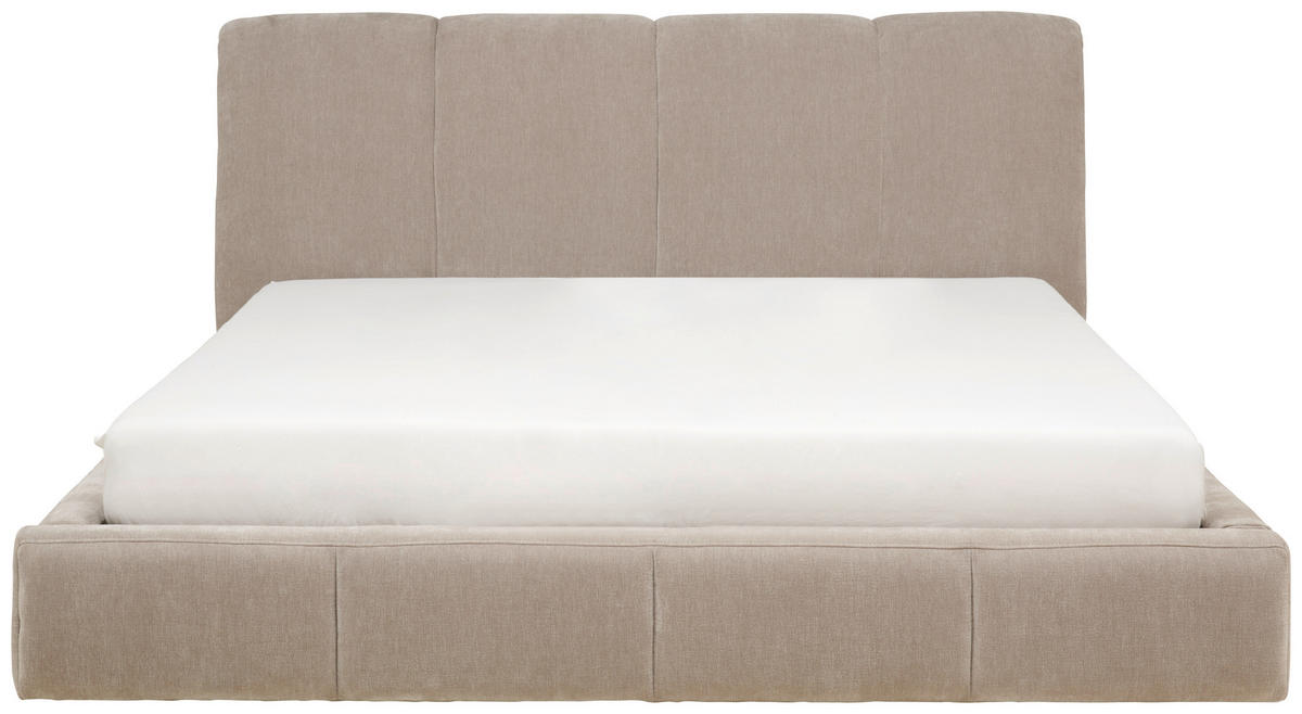 KÁRPITOZOTT ÁGY 180/200 cm  bézs  - bézs/fekete, Modern, műanyag/textil (180/200cm) - Livetastic