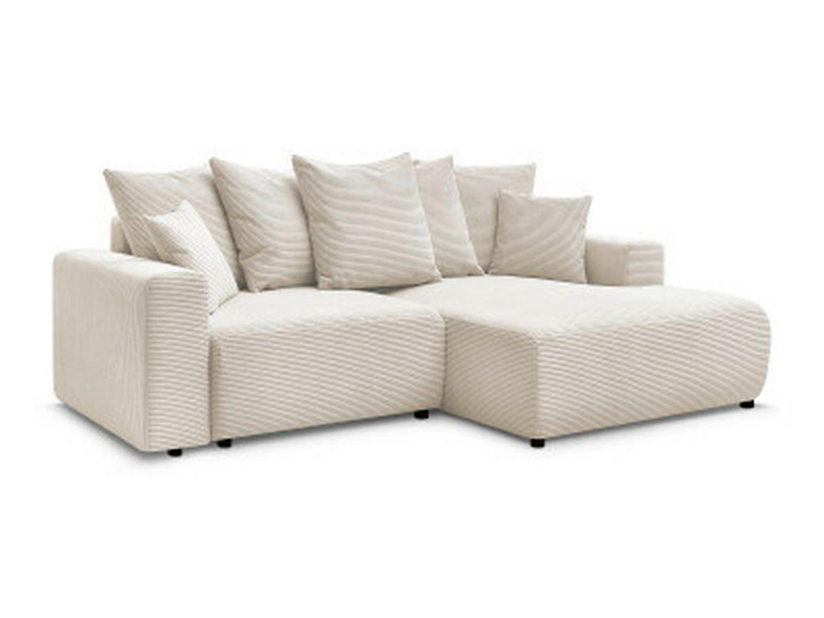 ECKSOFA Ottomane rechts  ATILLA Beige Cord  - Beige/Schwarz, MODERN, Kunststoff/Textil (244/149cm)