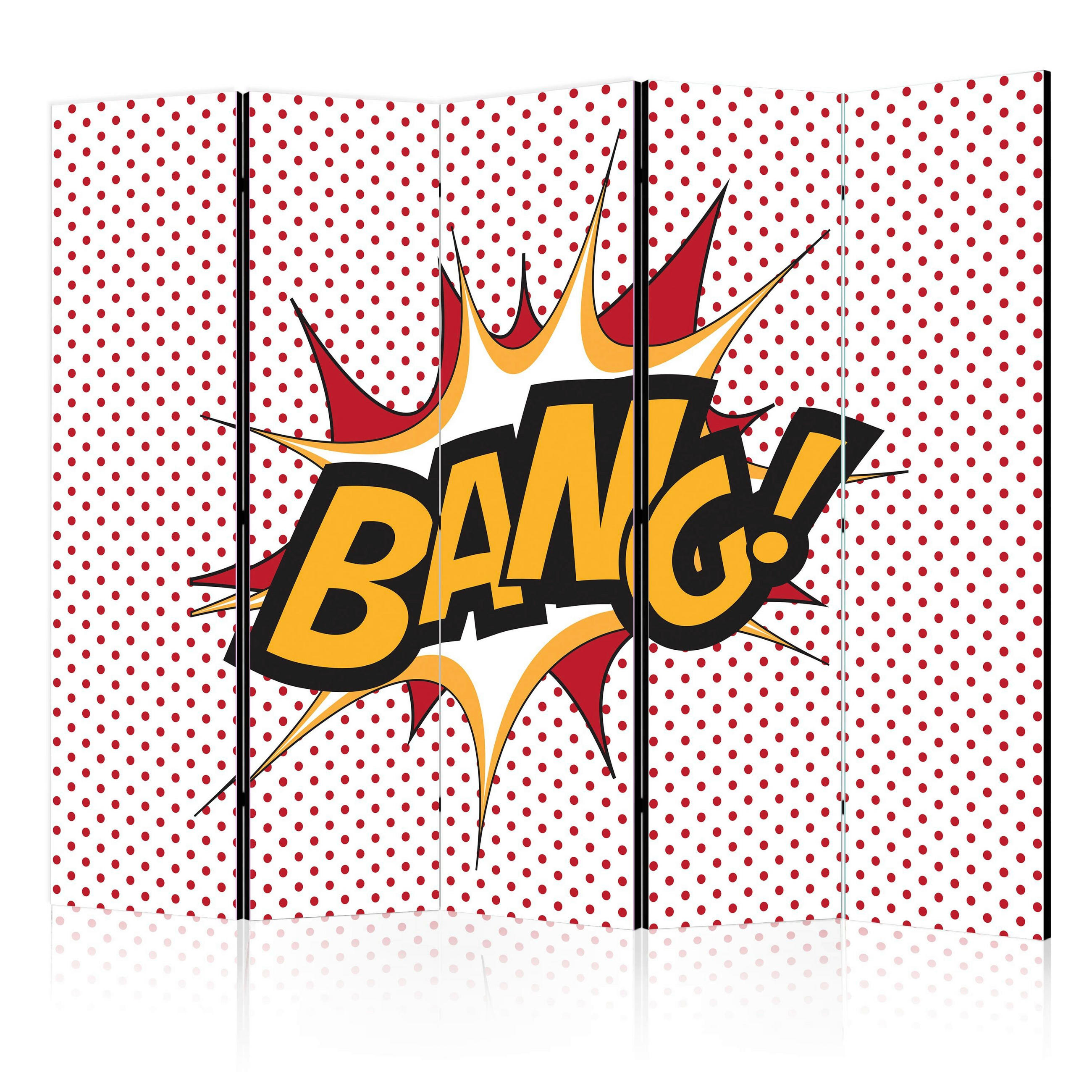 PARAVENT mit 5  Flügel - Rot/Weiß, Basics, Holz/Textil (225/172/3cm) - artgeist