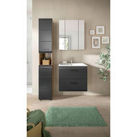 BADEZIMMER 3-teilig  in 90 cm  - Eiche dunkel/Schwarz, Basics, Keramik/Holzwerkstoff (90cm) - MID.YOU