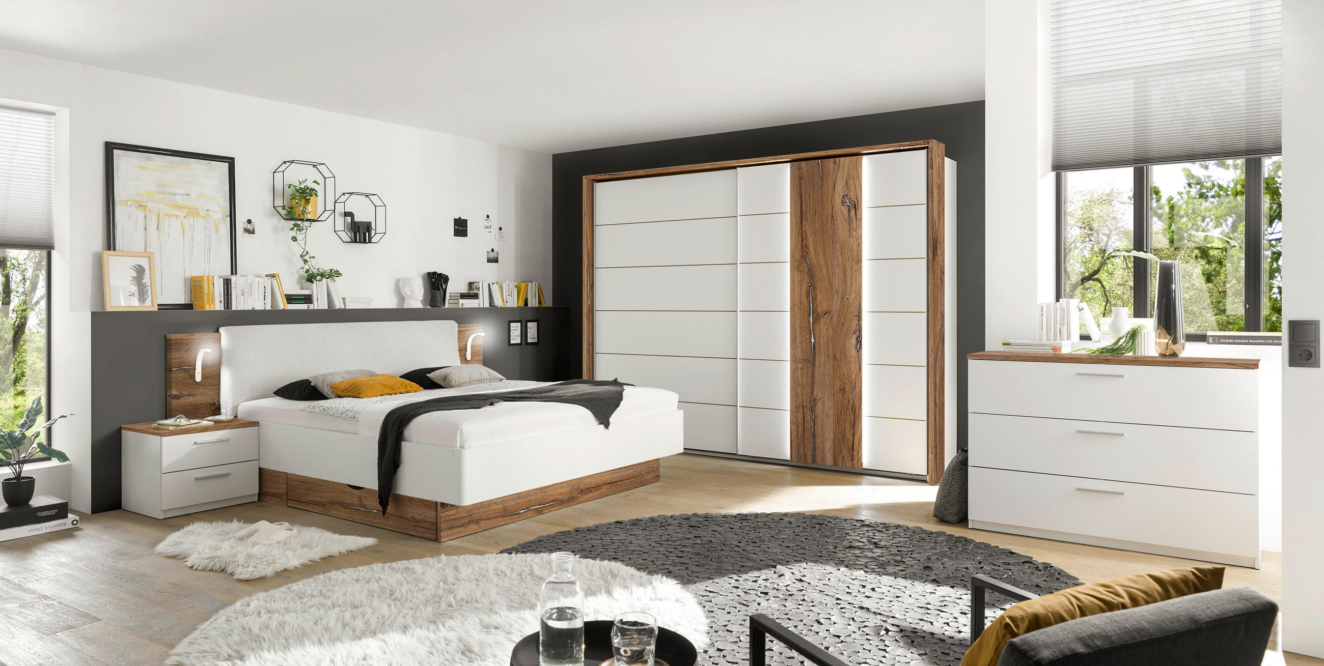 ORMAR ZA ODEĆU bela, boja hrasta 270/210/60 cm - boja aluminijuma/boja hrasta, Moderno, metal/pločasti materijal (270/210/60cm) - Carryhome