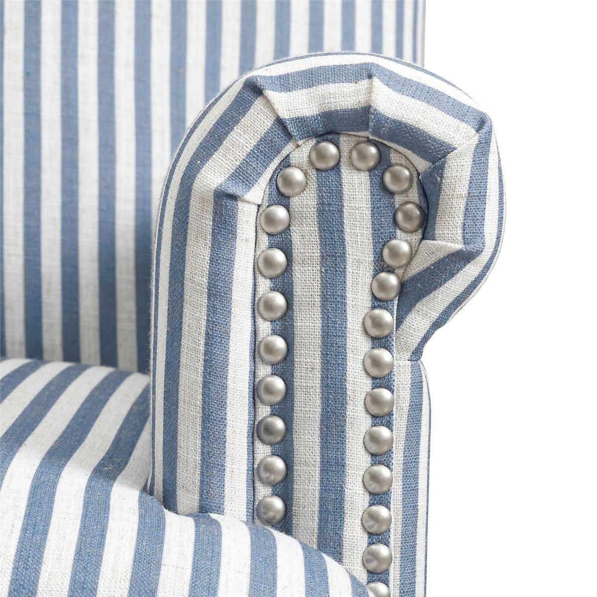 OHRENSESSEL Jaya Leinenoptik Blau  - Blau/Naturfarben, Design, Holz/Textil (76/89/73cm) - MID.YOU