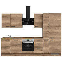 KÜCHENLEERBLOCK 300 cm   in Eiche dunkel  - Eiche dunkel/Schwarz, MODERN, Holzwerkstoff/Metall (300cm) - Nobilia