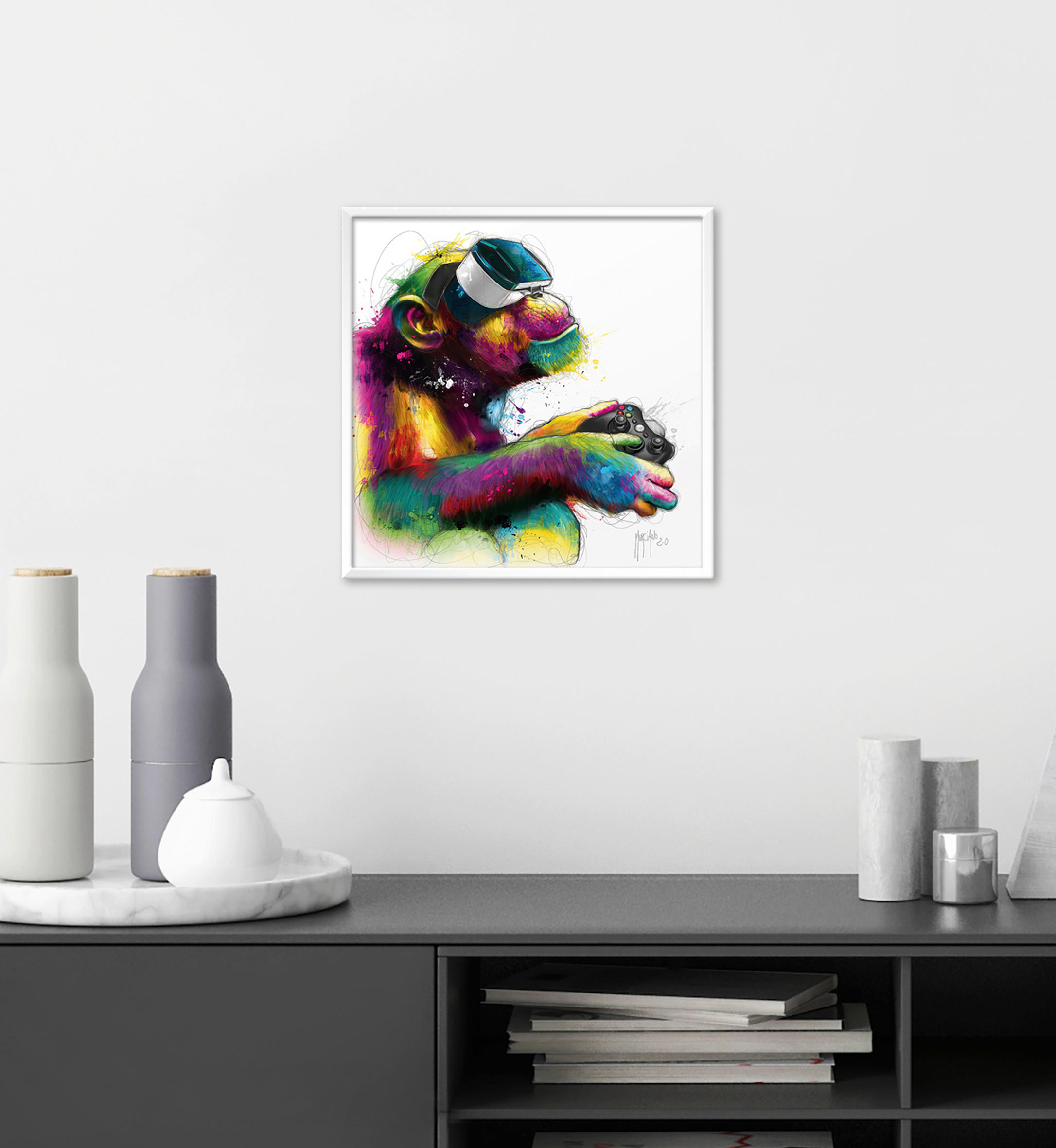 KUNSTDRUCK Tiere 30/30 cm  - Blau/Gelb, Basics, Papier (30/30cm) - Monee