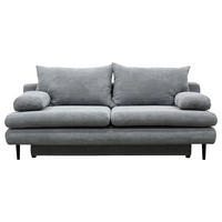 SCHLAFSOFA  mit Cord Hellgrau  - Hellgrau/Schwarz, Design, Holz/Textil (202/85/99cm) - P & B