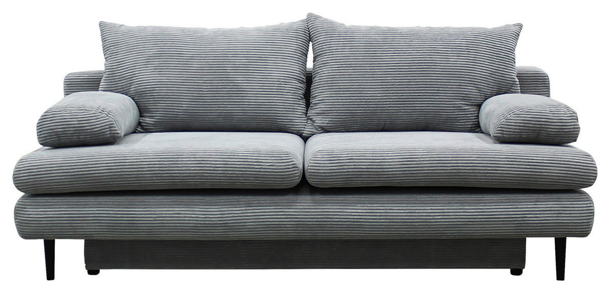 SCHLAFSOFA  mit Cord Hellgrau  - Hellgrau/Schwarz, Design, Holz/Textil (202/85/99cm) - P & B