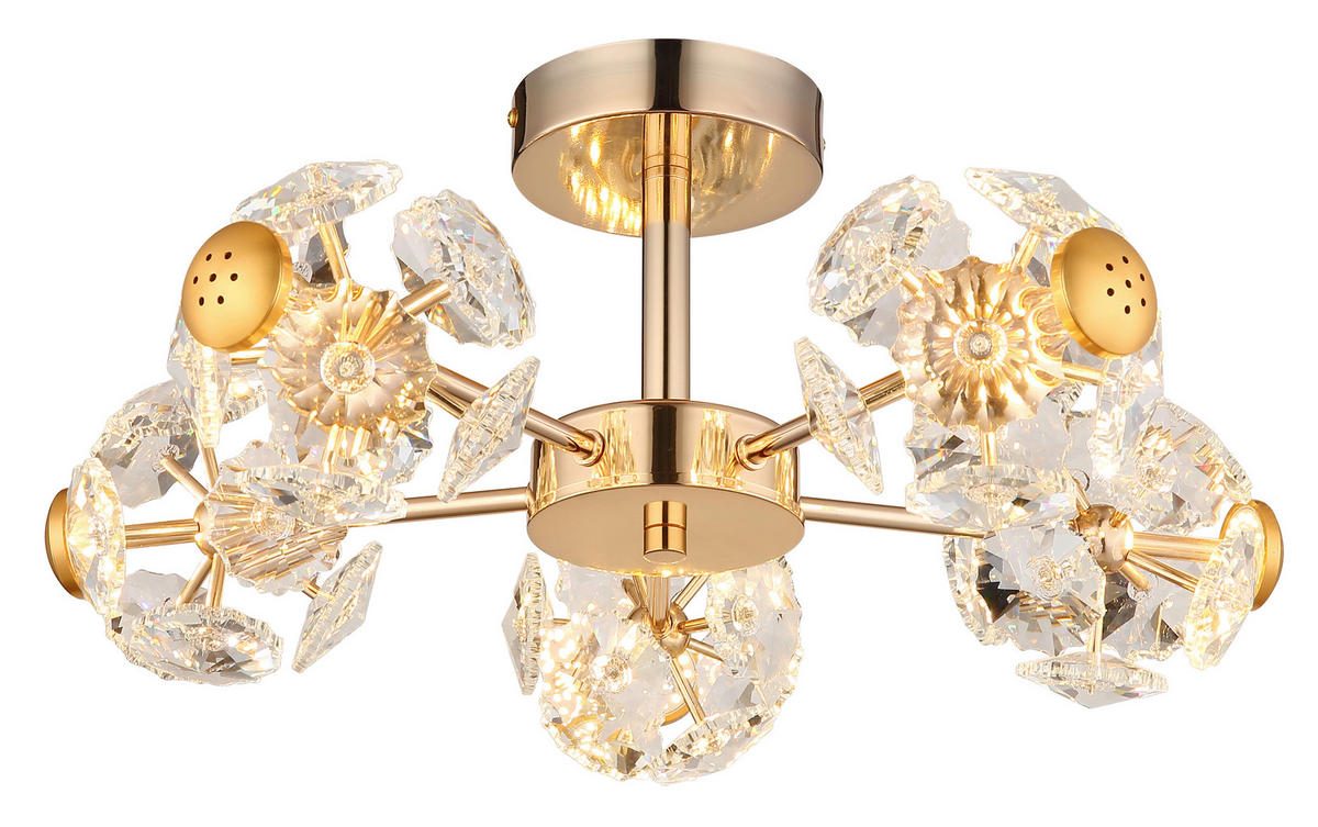 LED-DECKENLEUCHTE 50/22 cm   - Klar/Goldfarben, KONVENTIONELL, Glas/Metall (50/22cm) - Globo
