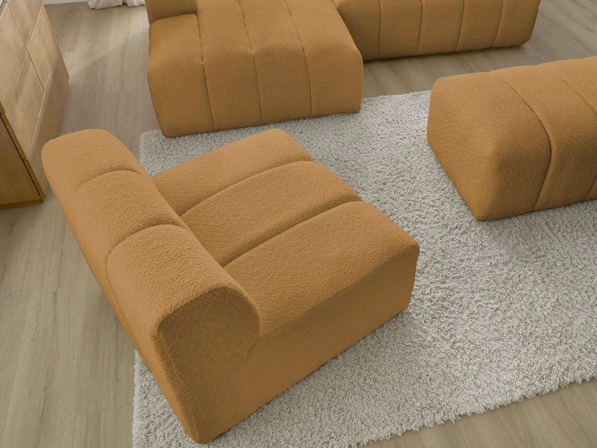 ECKSOFA Ottomane links  ANNECY Gelb Bouclé  - Gelb/Schwarz, MODERN, Kunststoff/Textil (170/262cm)