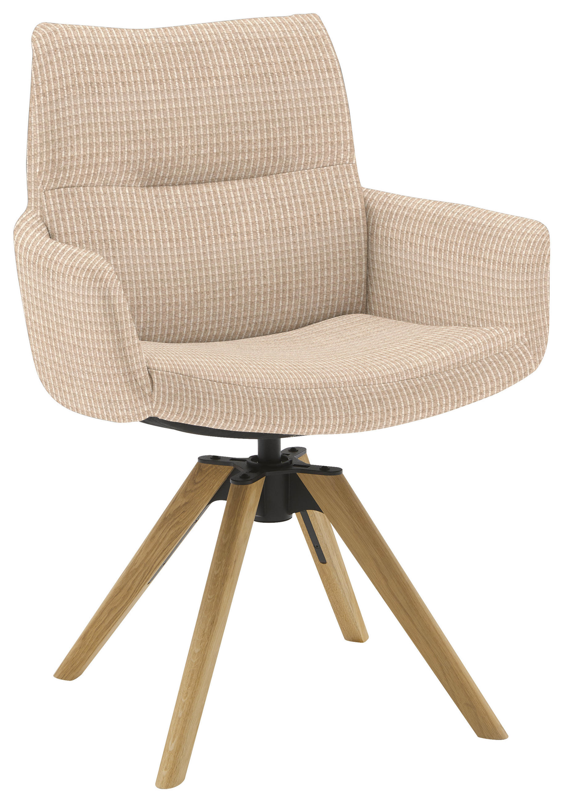 ARMLEHNSTUHL  Sitzfläche 360° drehbar, mit Griff Flachgewebe  Creme  - Eichefarben/Creme, Design, Holz/Textil (62/90/68cm) - Valnatura