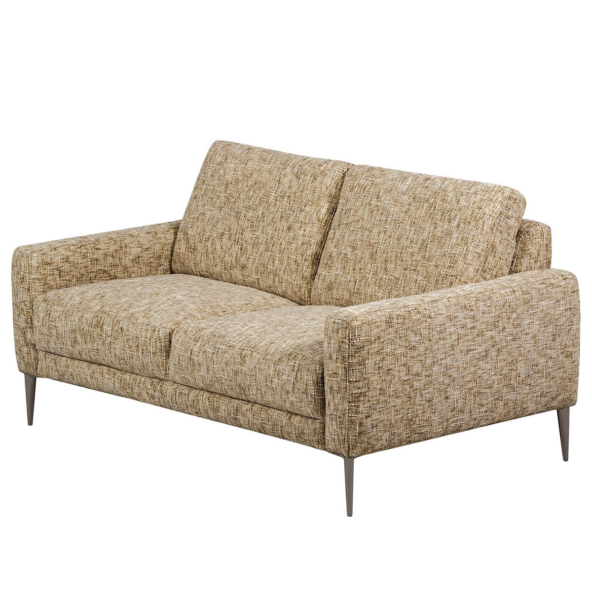2-SITZER-SOFA Webstoff Hellbraun  - Hellbraun/Schwarzchrom, Design, Textil/Metall (157/85/92cm) - Livetastic
