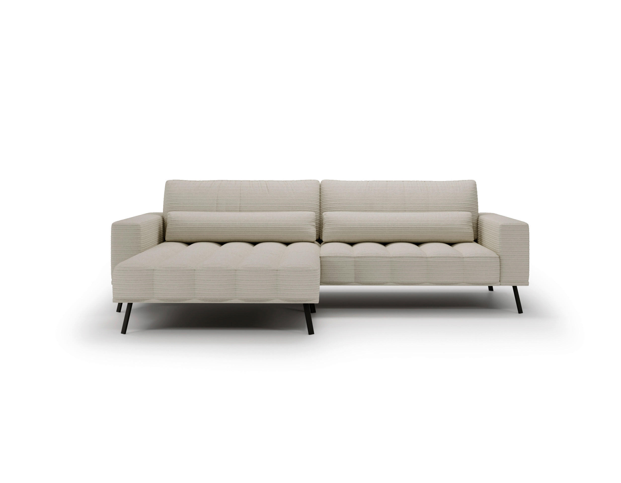 ECKSOFA in Cord Naturfarben  - Schwarz/Naturfarben, Design, Textil/Metall (204/291cm) - Lomoco