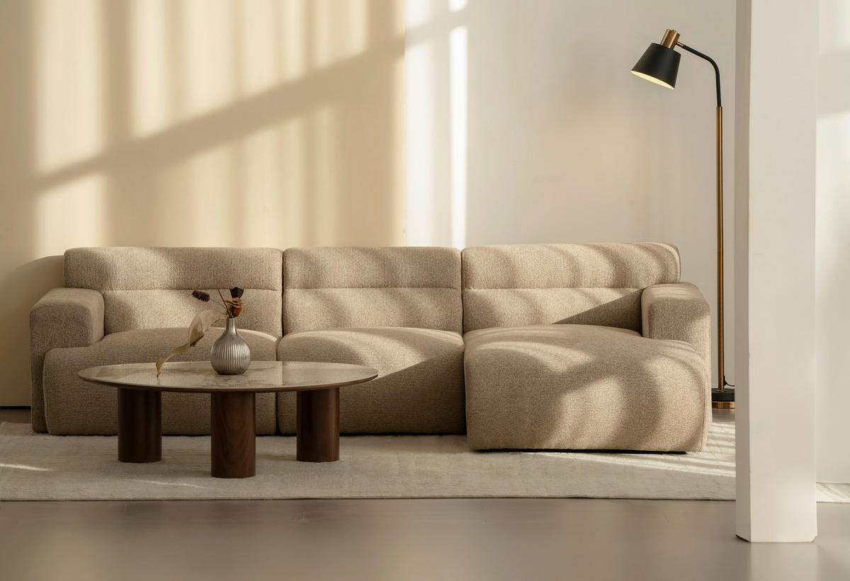 ECKSOFA Taupe Leinenoptik  - Taupe, Design, Holz/Textil (260/68/156cm) - P & B