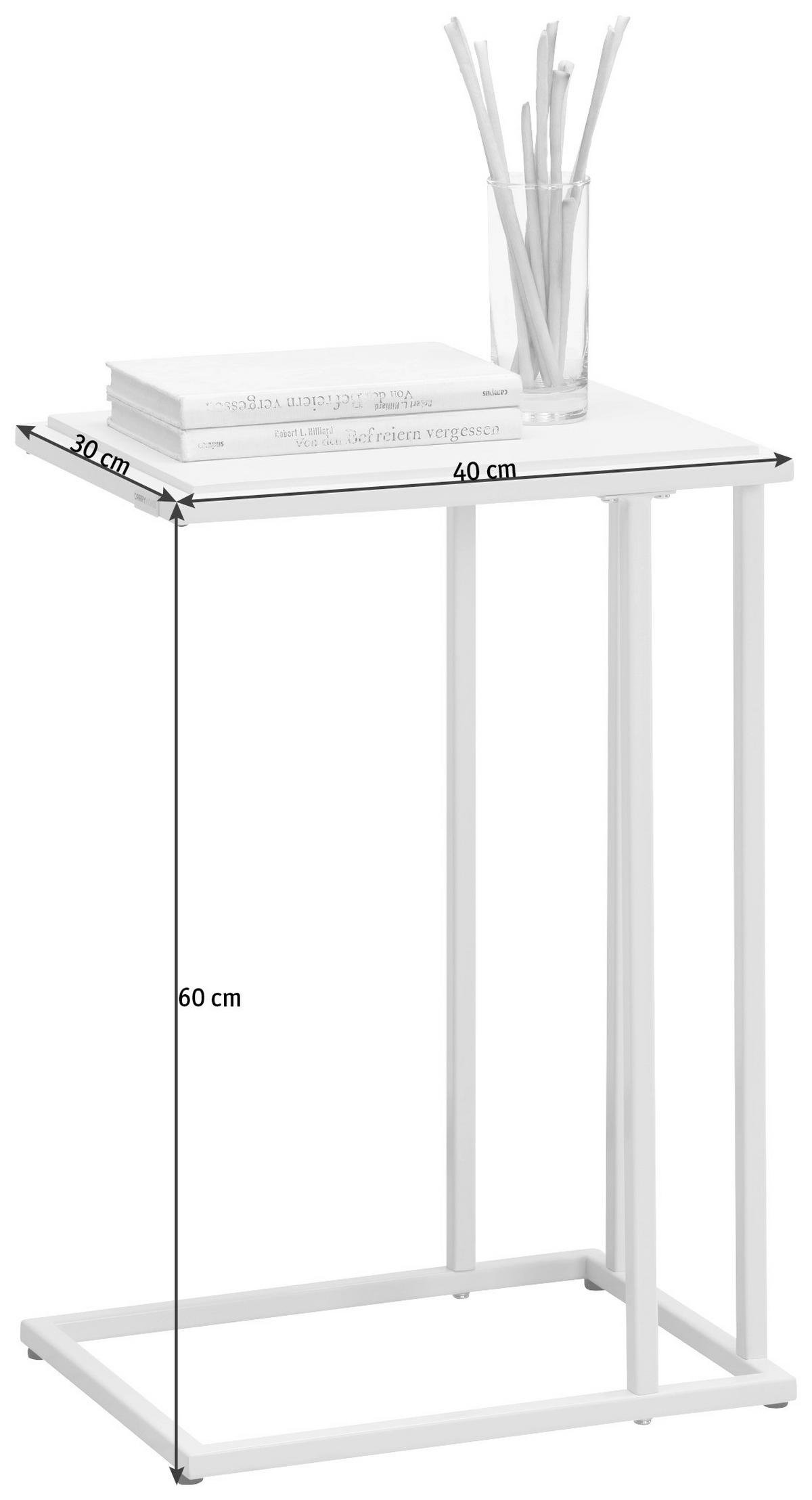 PRÍRUČNÝ STOLÍK, biela - biela, Design, kov/kompozitné drevo (40/30/60cm) - Carryhome