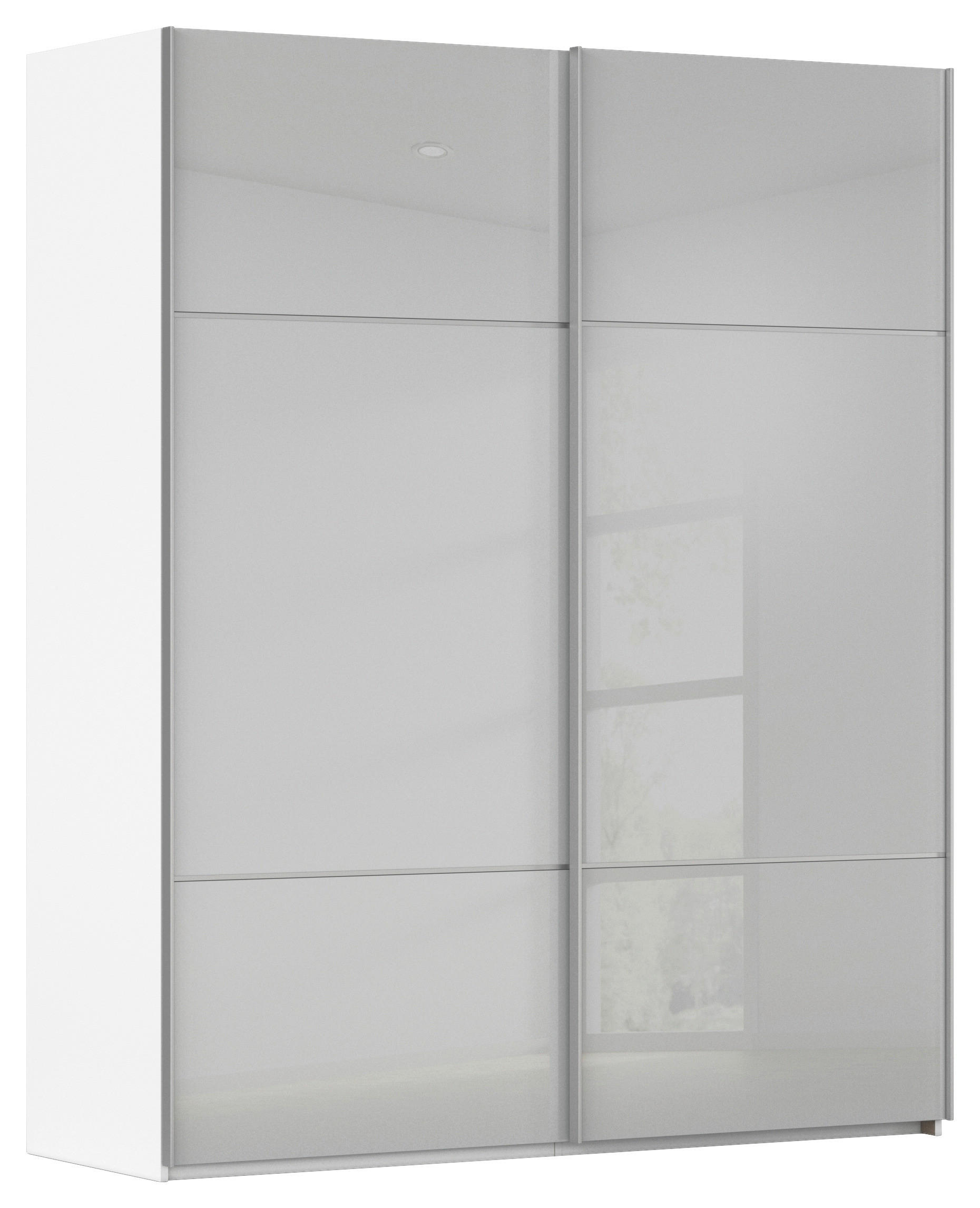 SCHWEBETÜRENSCHRANK 162/223/68 cm,  in Grau, Weiß, 2 Tür(en)  - Alufarben/Weiß, KONVENTIONELL, Glas/Holzwerkstoff (162/223/68cm) - Novel