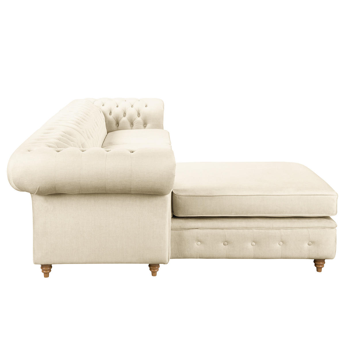 ECKSOFA Laura in Mikrofaser Creme  182/284 cm  - Creme/Braun, Design, Holz/Textil (182/284cm) - P & B