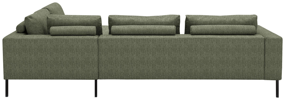 ECKSOFA  in Flachgewebe Grün  308/270 cm  - Schwarz/Grün, Design, Textil/Metall (308/270cm) - Pure Home Lifestyle