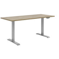 SCHREIBTISCH 155/73/72 cm Eichefarben elektrisch höhenverstellbar  - Eichefarben/Silberfarben, KONVENTIONELL, Holzwerkstoff/Metall (155/73/72cm) - Voleo