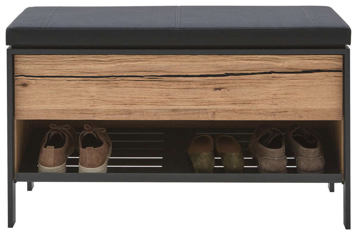 GARDEROBENBANK 99/59,1/44,6 cm  - Wildeiche/Grau, Natur, Holz/Textil (99/59,1/44,6cm) - Valdera