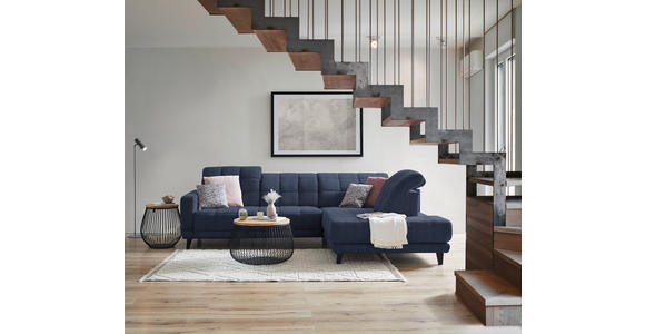 ECKSOFA  in Webstoff Dunkelblau  302/216 cm  - Schwarz/Dunkelblau, Design, Holz/Textil (302/216cm) - Xora