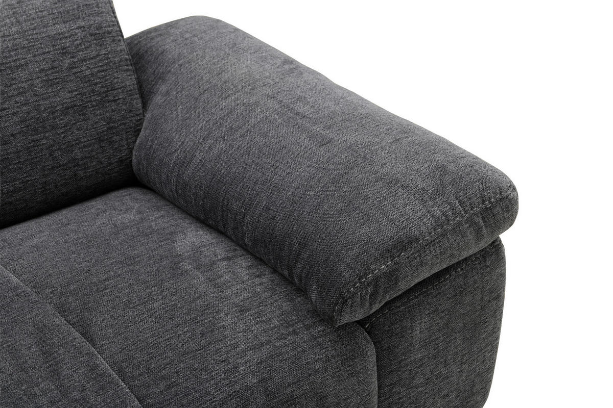 ECKSOFA Dunkelgrau Chenille  - Dunkelgrau/Silberfarben, Design, Textil/Metall (175/262cm) - Livetastic
